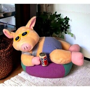 Plush Appeal Mardi Gras Pig Float Soft Drink 12" Anthropomorphic USA Rare VTG